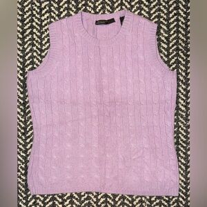 LORD & TAYLOR Sleeveless 2-Ply 100% Cashmere Sweater in Lilac Purple Size Med